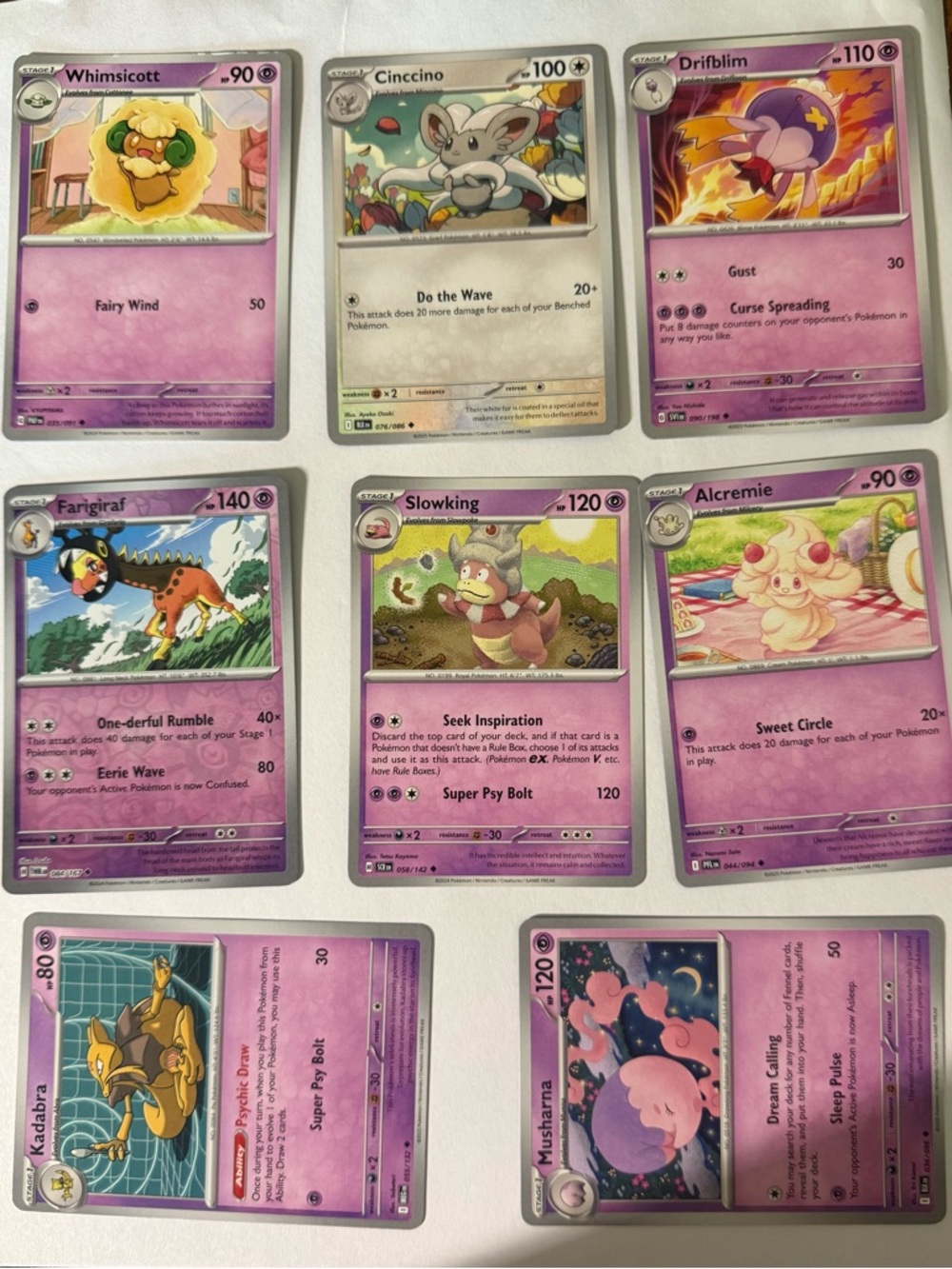 Pokemon Psychic-Type Card Set — Pink & Purple Artwork